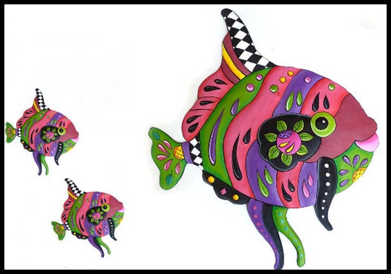 TROPICAL FISH Choice of 3 Colors Metal Wall Art Painted - Etsy