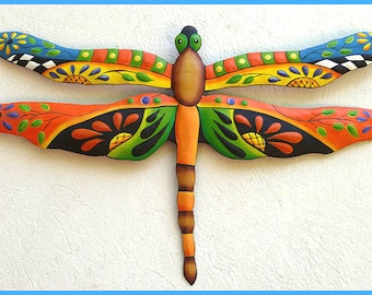 PAINTED METAL DRAGONFLY, Color Choice, Metal Wall Decor, Garden Decor, Tropical Art, Outdoor Metal Wall Art, Garden Art, Patio Decor - J-935