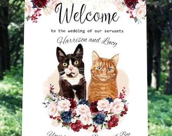 Welcome to our wedding sign fall decor Bar sign wedding with dog Wedding name sign Custom wedding shower sign printed