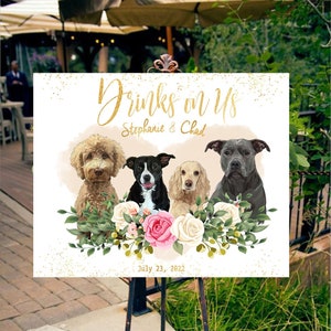 "Hochzeits-Schild ""Hund"" Bar-Speisekarte Hund Signature Cocktails Haustier-Schild Hochzeit Bar-Speisekarte Hund Signature Getränke Hochzeit Beschilderung Willkommen Hochzeit Schild"