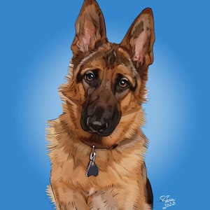 Custom pet portrait German shepherd dog portrait from photo Pet memorial portrait Personalized gift for mom