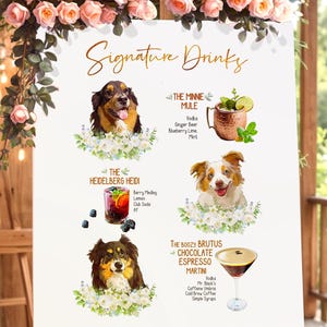 Cocktail - Menüschild für Hochzeiten – Hunde, Katzen, Haustiere – Digitaler Download – Geschenkidee für Sie