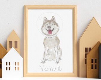 Pet portrait from photo watercolor Personalized gifts Kids room decor Dog portrait funny Best gift for him Gift for dog lovers Gift for kids