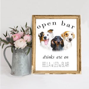 Offene Bar Schild Hund Barschild Hochzeit Barkarte Hund Barkarte Hundekarte