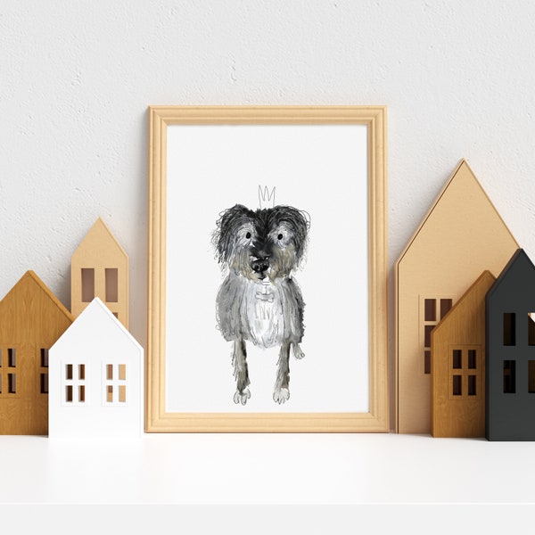 Watercolor pet portrait Custom dog portrait funny Best gift for him Gift for dog lovers Gift for him under 20