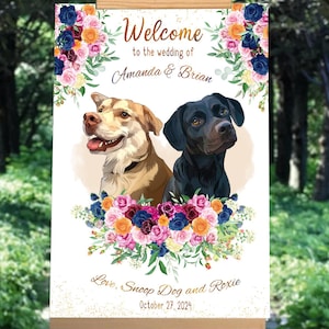 Bruiloft bord huisdier Leuk bruiloft welkomstbord met huisdier Etsy bruiloft welkomstbord bloemen bruiloft bord gast bord bruiloft welkomstbord met hond