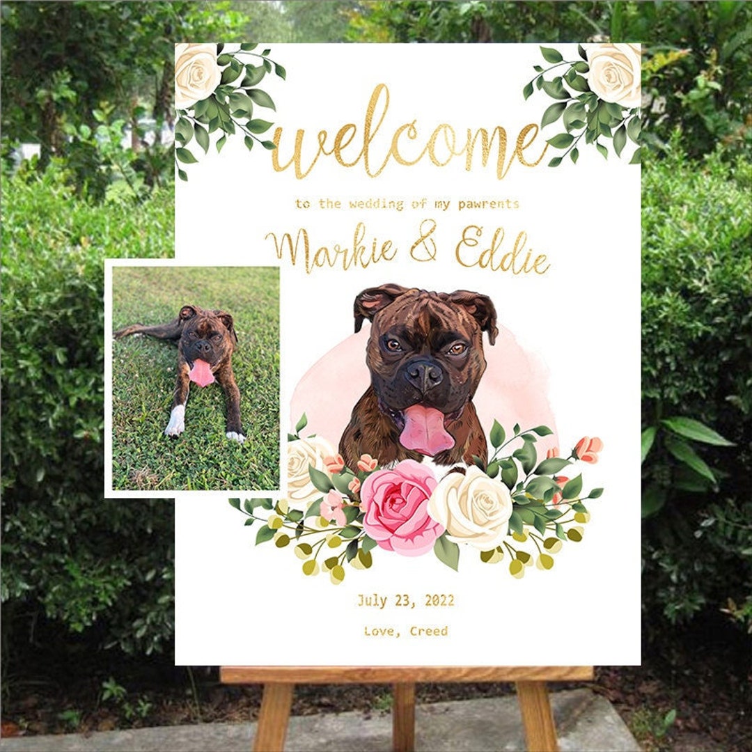 Wedding Welcome Sign Wedding Dog Personalized Welcome Signs - Etsy