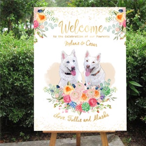 Cartello di benvenuto matrimonio cane Benvenuto nel nostro cartello di matrimonio Cartello di benvenuto personalizzato Cartello di benvenuto matrimonio cactus