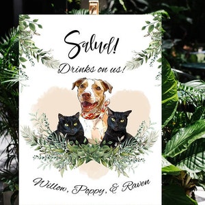 "Hundehochzeitsschild ""Getränkeschild"" Hochzeit Barkarte ""Hundehochzeit"" Haustier"