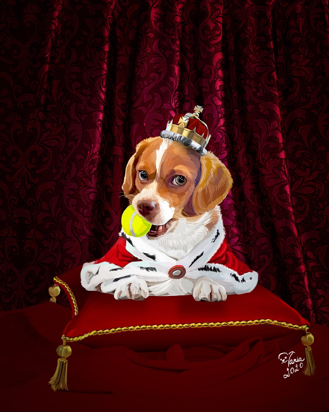 Royal Pet Portrait: Custom Hand-painted King or Queen Art (digital File ...