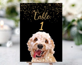 Black table numbers Wedding table number signs  Wedding table decor Bar sign wedding pet Wedding drink sign dog