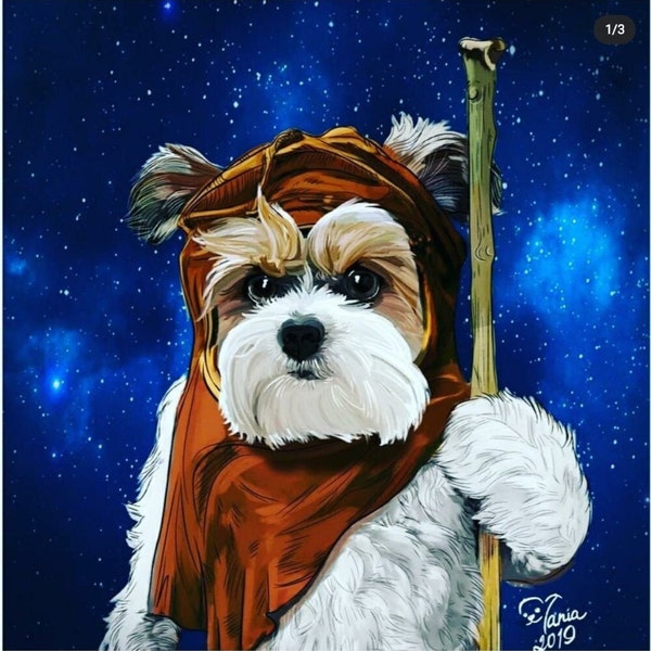 Custom pet portraits photo personalized gifts from photo Dog memorial gift for men Character commission Dog painting funny