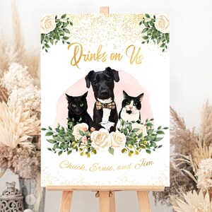 Barschild Hochzeit 3 Hunde Hochzeit Getränkeschild Hundehochzeit Barkarte Hochzeit Hund Hochzeit Getränkeschild Haustier Cocktailkarte Hochzeit Barschilder Haustiere