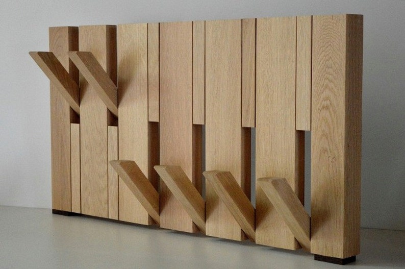 Design coat rack oak solid folding and foldout hooks Etsy