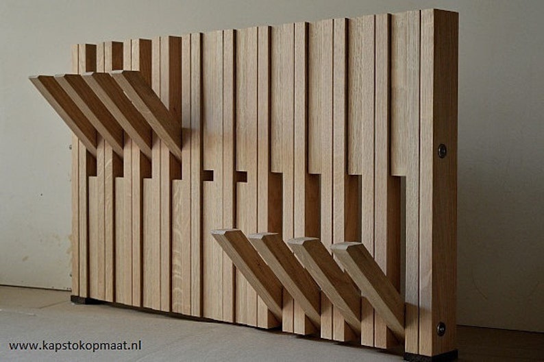 Design Coat Rack Oak Solid Folding and Foldout Hooks Etsy