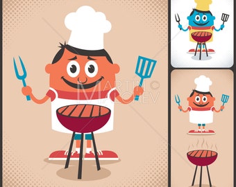 q Grill Cartoon Etsy