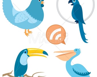 Decorative Bird Vector Cartoon Clipart Illustration Bird Etsy