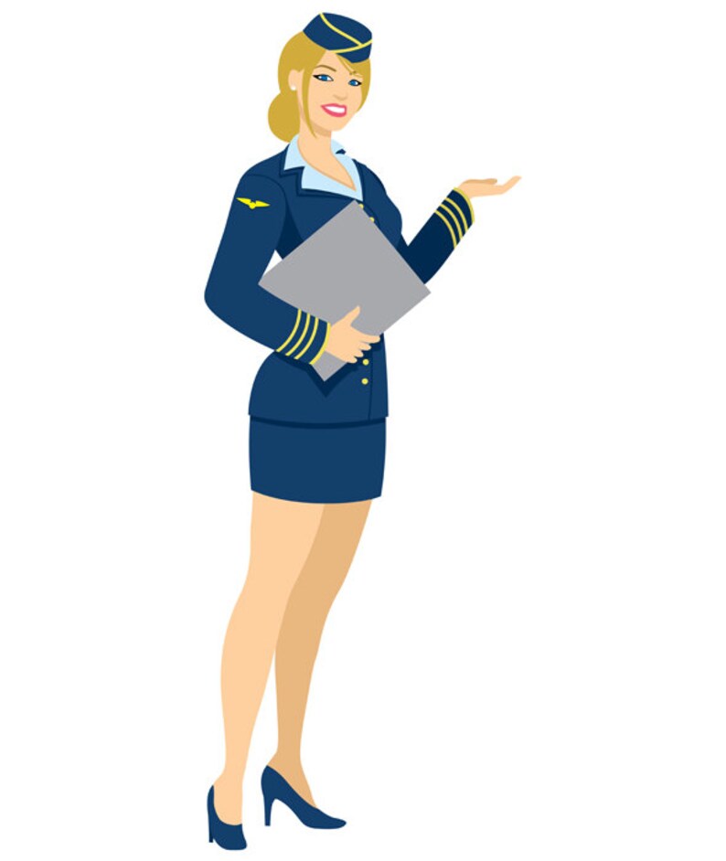 Air Hostess Vector Cartoon Illustration. Airhostess, Flight Attendant