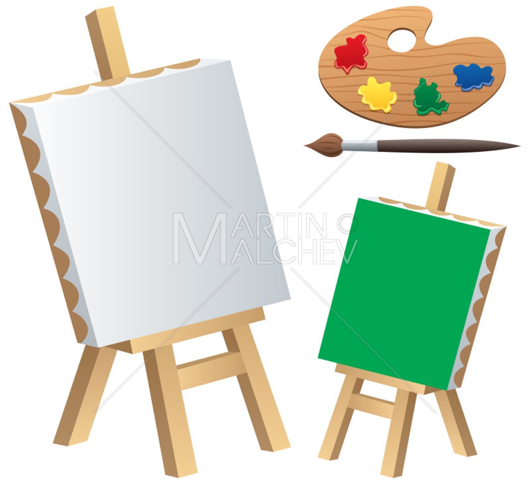 Set of canvas on easels with kids drawing flower Vector Image