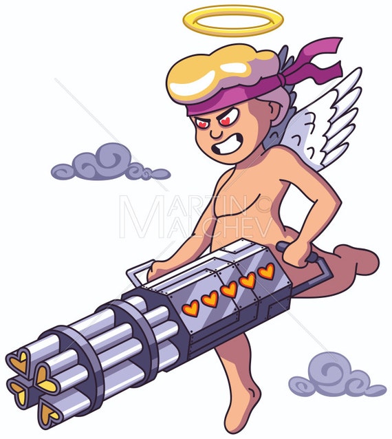 Cupido Vector Clipart Del Fumetto Divertente Angelo Etsy