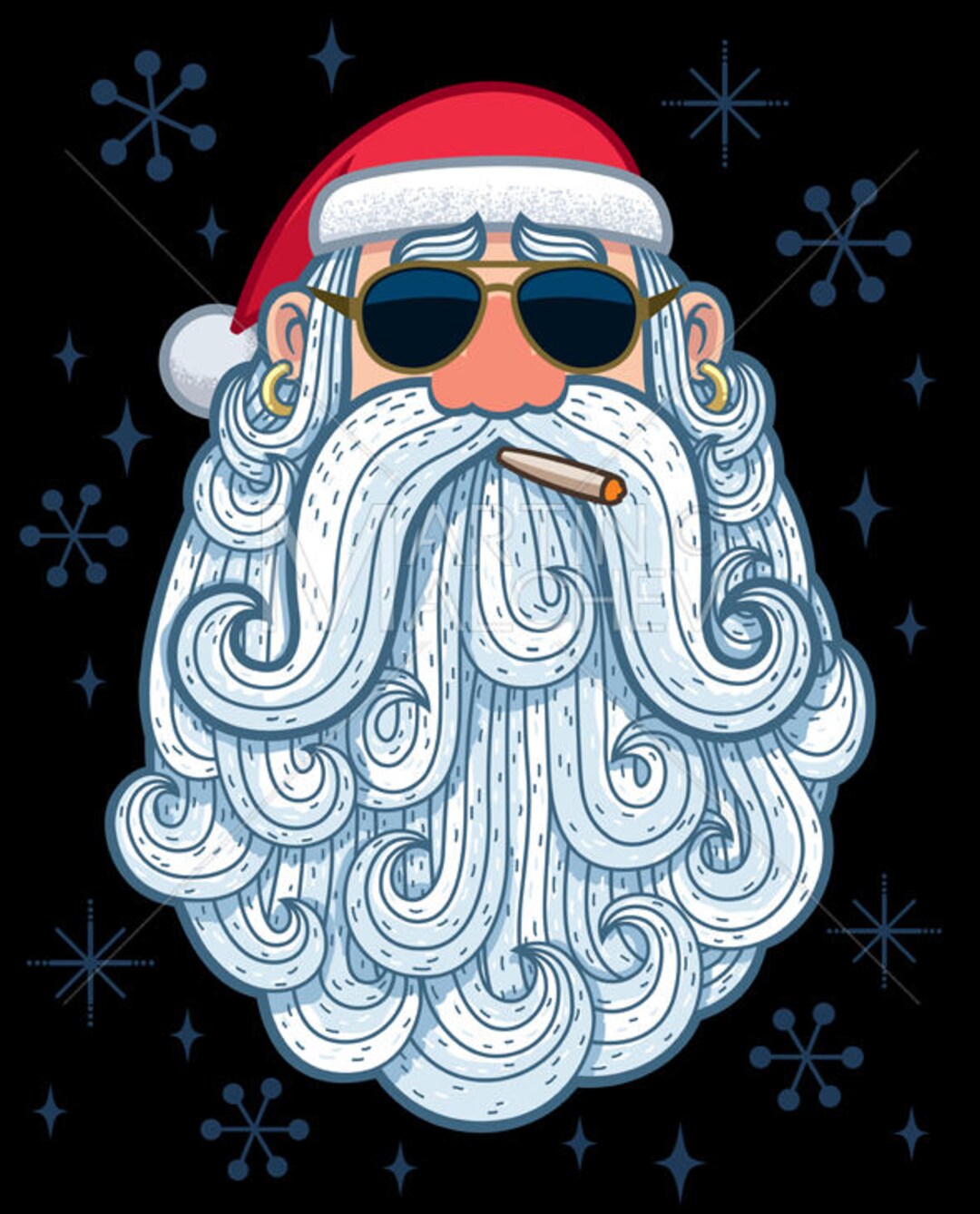 Santa Portrait Cool Vector Cartoon Illustration. - Etsy Santa Portrait Cool Vector Cartoon Illustration. - Etsy