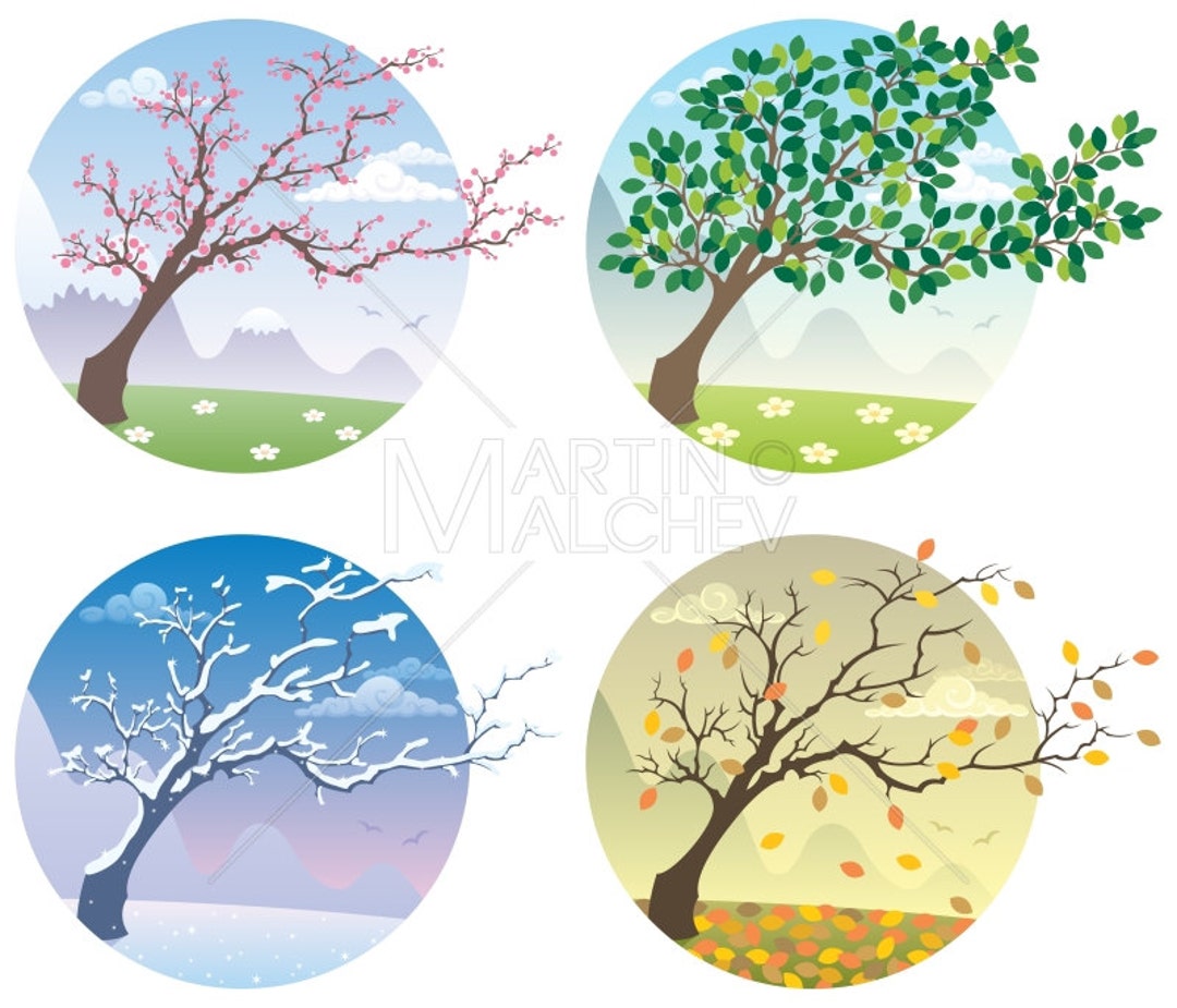 Four Seasons Vector Cartoon Illustration. Season Seasonal - Etsy Four Seasons Vector Cartoon Illustration. Season Seasonal - Etsy