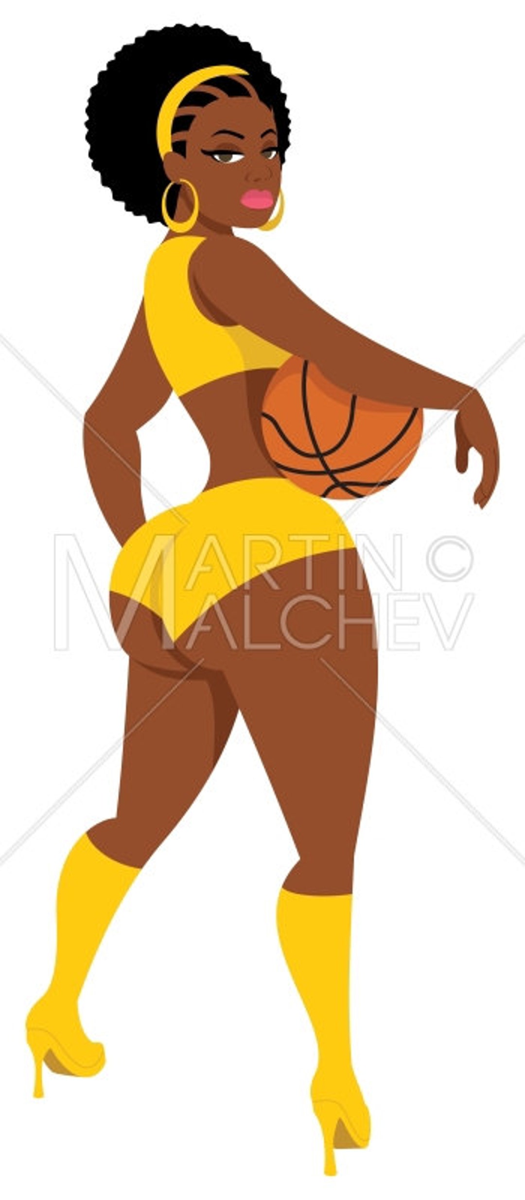 Basketball Girl Vector Cartoon Clipart Illustration