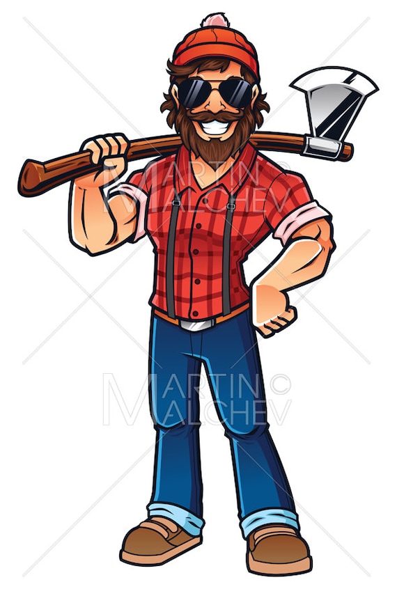 Lumberjack on White Vector Illustration. lumberman | Etsy
