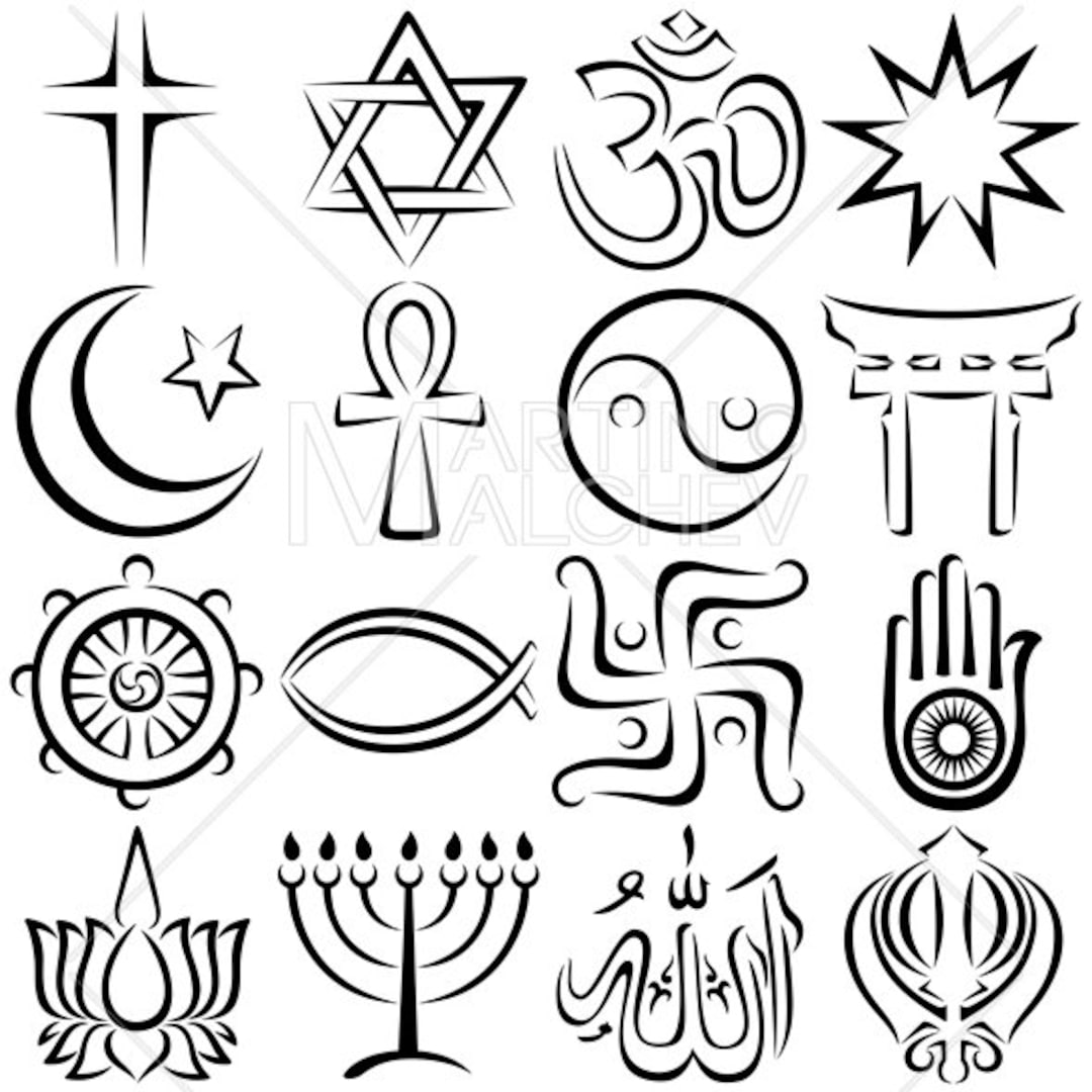 Religious Symbols Line Art Vector Illustration Religion, Symbol ...