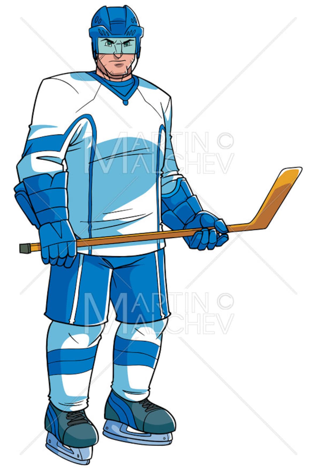 Hockey Player Vector Cartoon Illustration. Man, Ice, Skater, Game