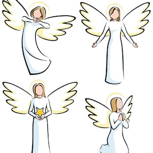 Angels Vector Clipart Illustration. angel, svg, religion, christian, christianity, christmas, praying, decoration, clip art, set, png, cdr, image 1