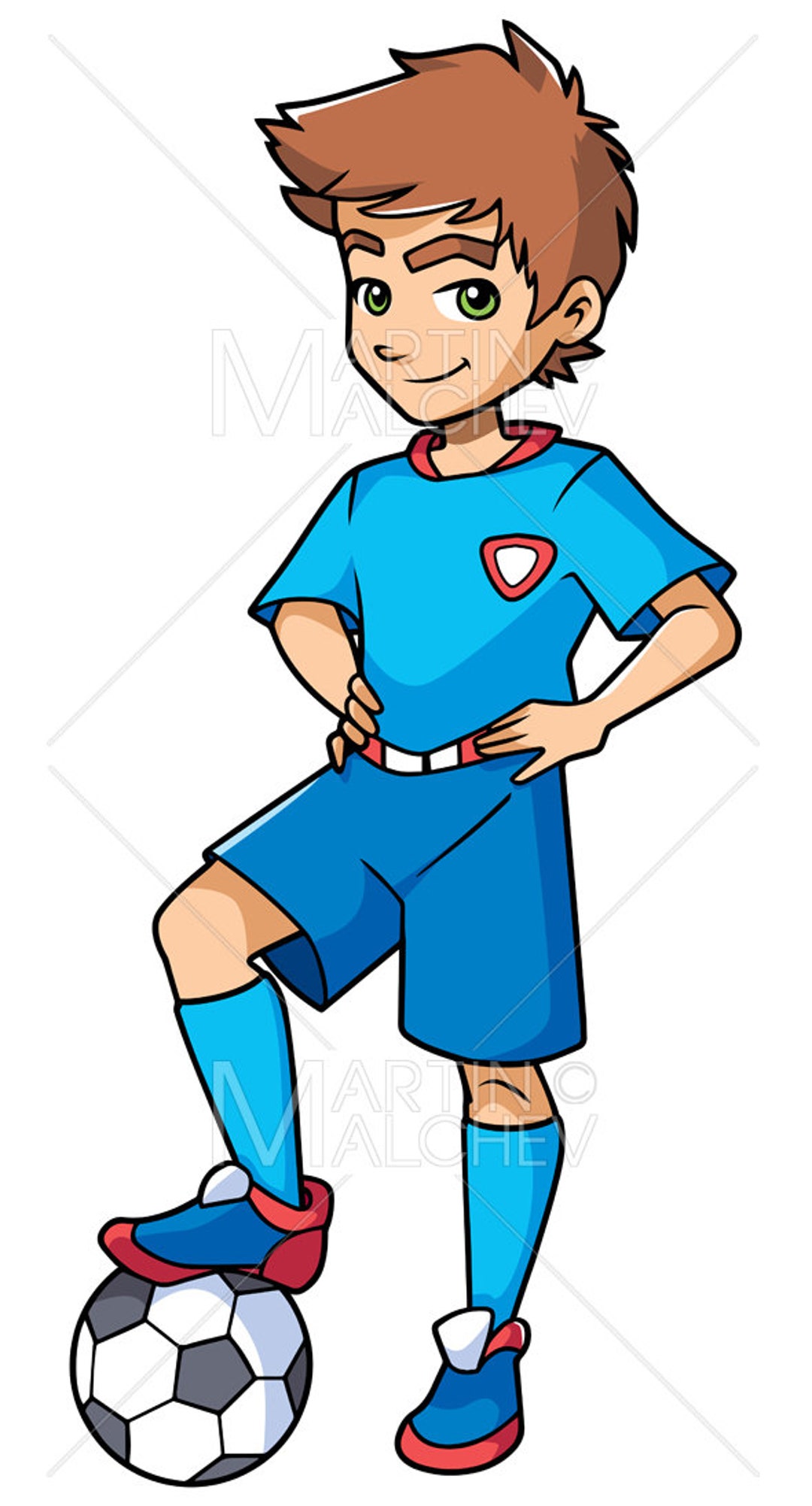 Football Boy Standing Vector Cartoon Illustration