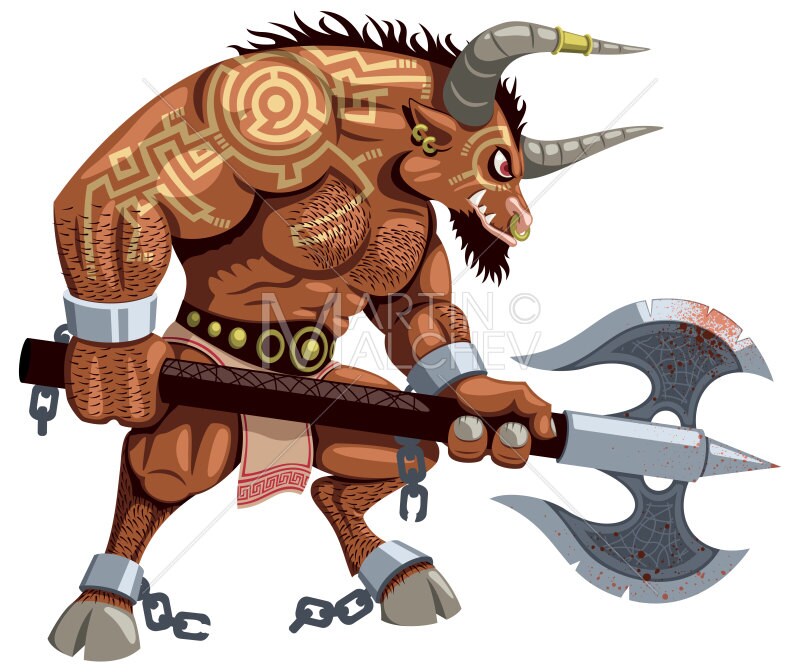 Minotaur on White Vector Cartoon Illustration. Monster, Bull, Beast, Evil,  Half, Man, Animal, Mutant, Labyrinth, Greek, Mythology, Legend - Etsy Canada