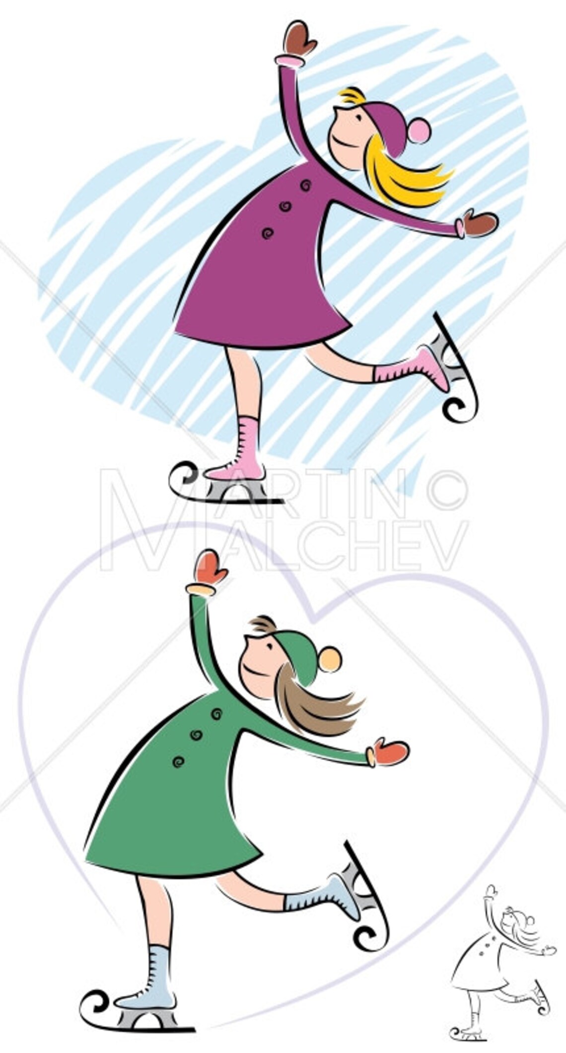 Ice Skating Girl Vector Illustration. Ice Skate Figure Etsy