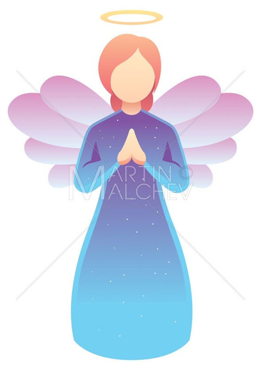 Praying Angel Line Art
