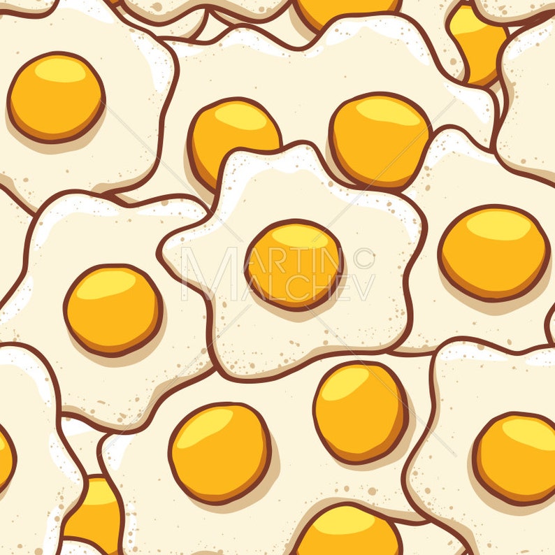 Fried eggs background seamless 2 vector cartoon  etsy Fried eggs background seamless 2 vector cartoon  etsy