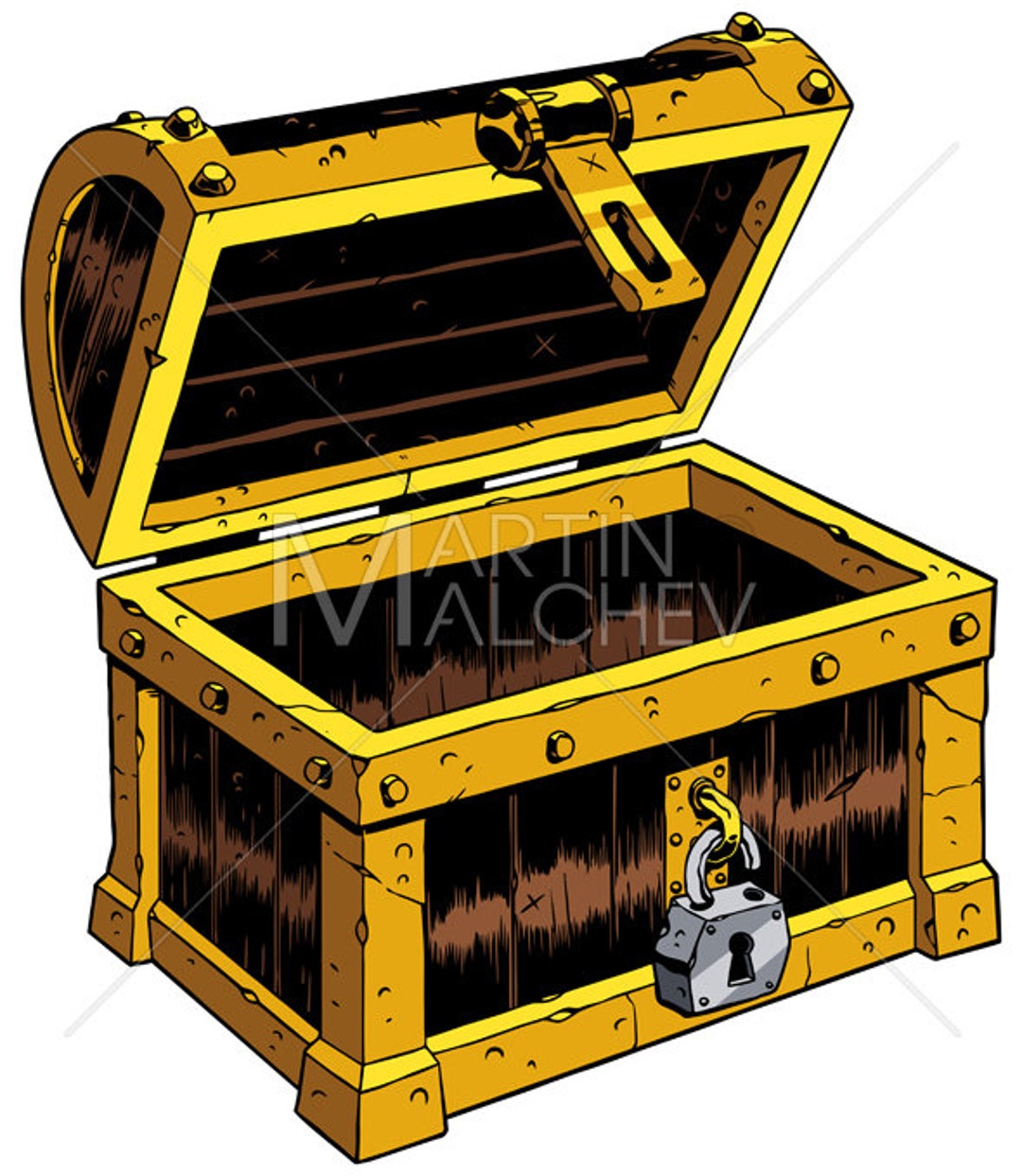 Empty Chest Vector Illustration. Treasure, Treasure Chest, Illustration