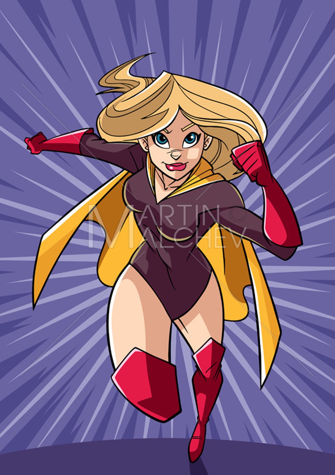 Superheroine Running Vector Cartoon Illustration. Hero - Etsy Israel Superheroine Running Vector Cartoon Illustration. Hero - Etsy Israel