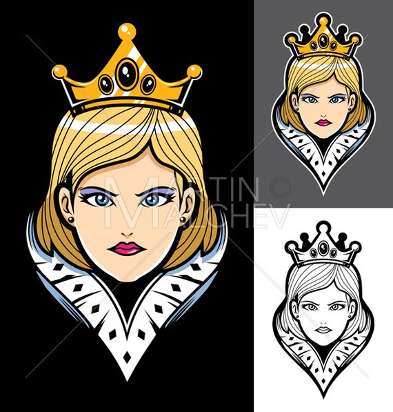 Queen Face Mascot Vector Illustration Empress Tsarina Etsy