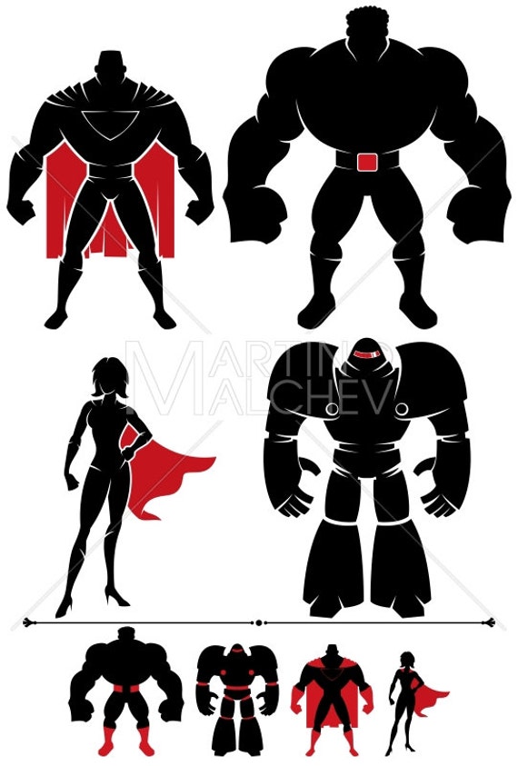 superhero group silhouette