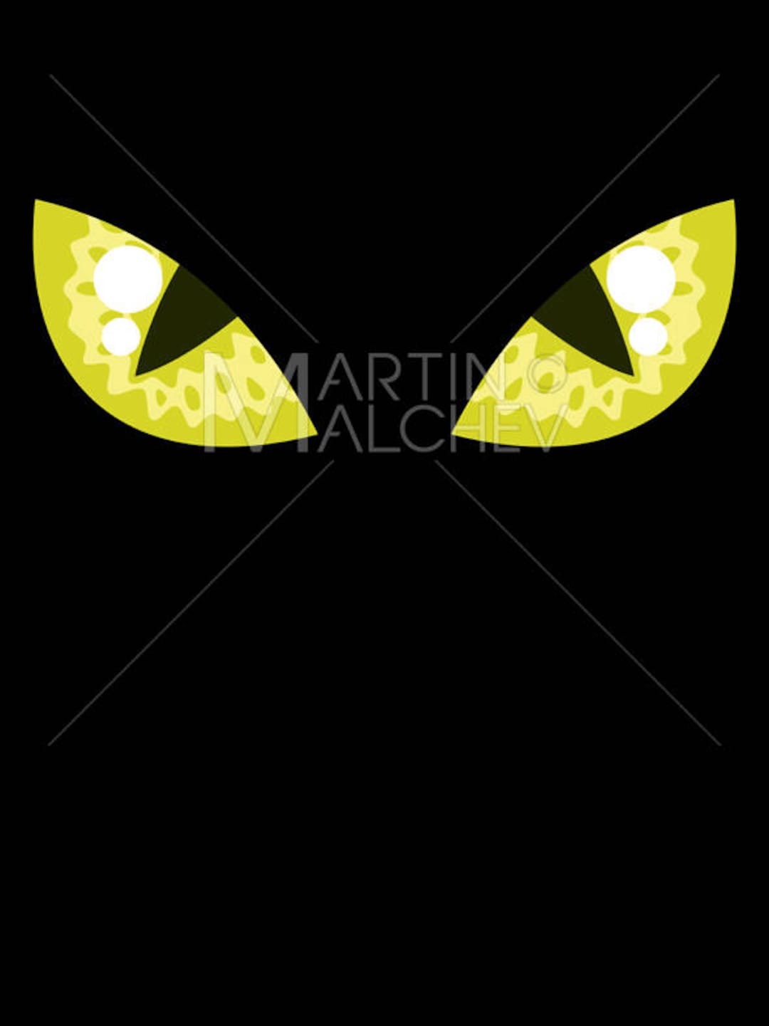 Cat Eyes Vector Cartoon Clipart Illustration. Kitty Black Etsy