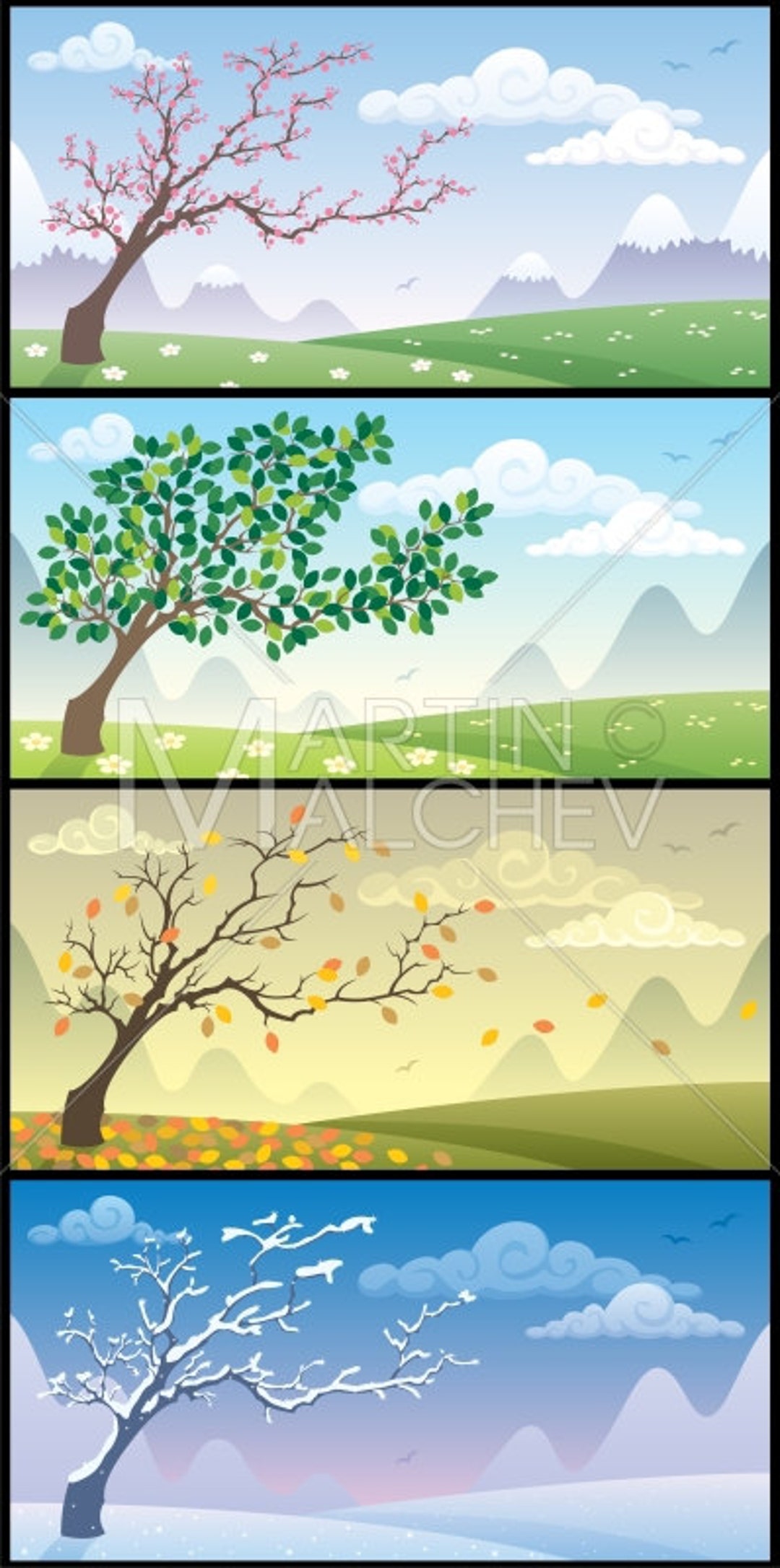 Seasons Landscapes Vector Cartoon Clipart Illustration. - Etsy Australia Seasons Landscapes Vector Cartoon Clipart Illustration. - Etsy Australia