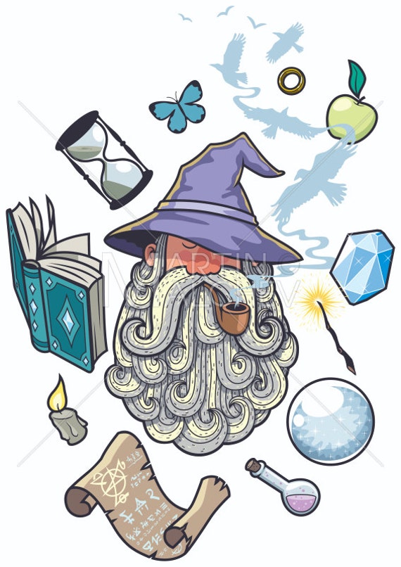 Wizard Portrait Vector Cartoon Clipart Illustration. - Etsy Ireland Wizard Portrait Vector Cartoon Clipart Illustration. - Etsy Ireland