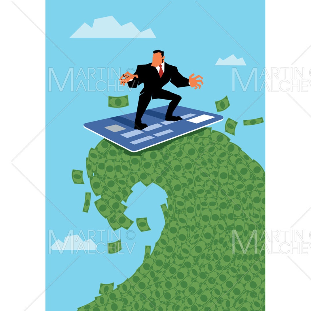 Credit Card Cashback Vector Illustration. Surfing Surfboard Etsy