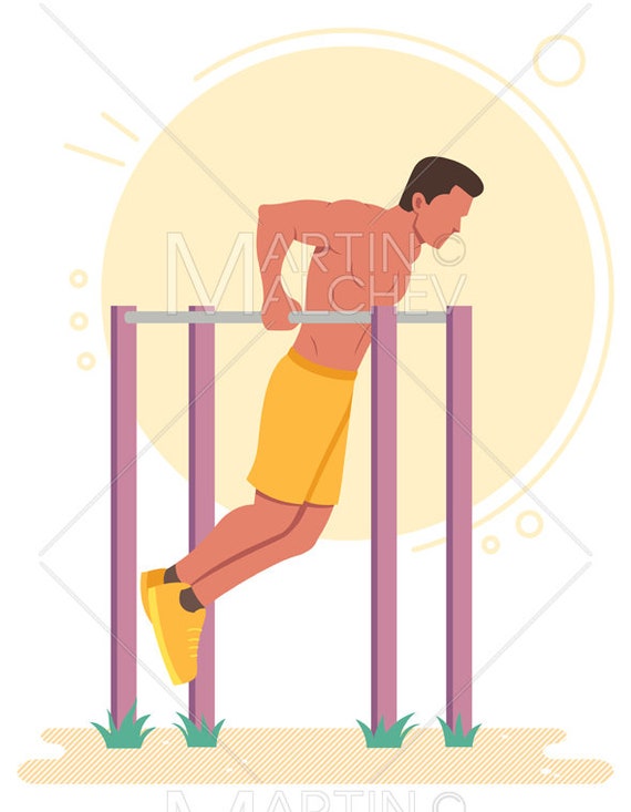 Dips Calisthenics Bodyweight Exercise Vector Illustration Etsy