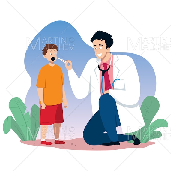 Pediatrician and Child Vector Illustration. Cartoon, Flat Design, Clip Art,  Child, Doctor, Patient, Person, Pediatrician, Stethoscope -  Israel