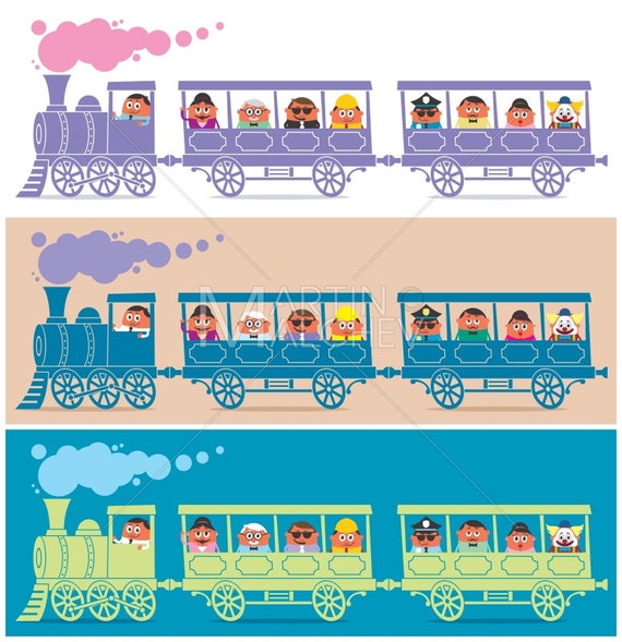 Steam Train Driver Vector Cartoon Illustration. Locomotive - Etsy Ireland