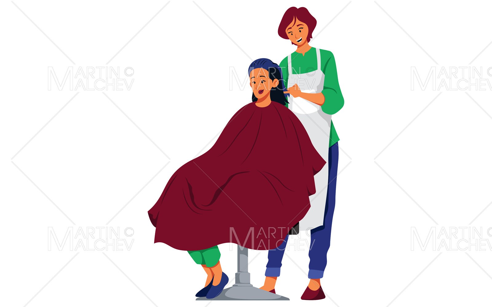 Hairdresser Female on White Vector Illustration. person | Etsy