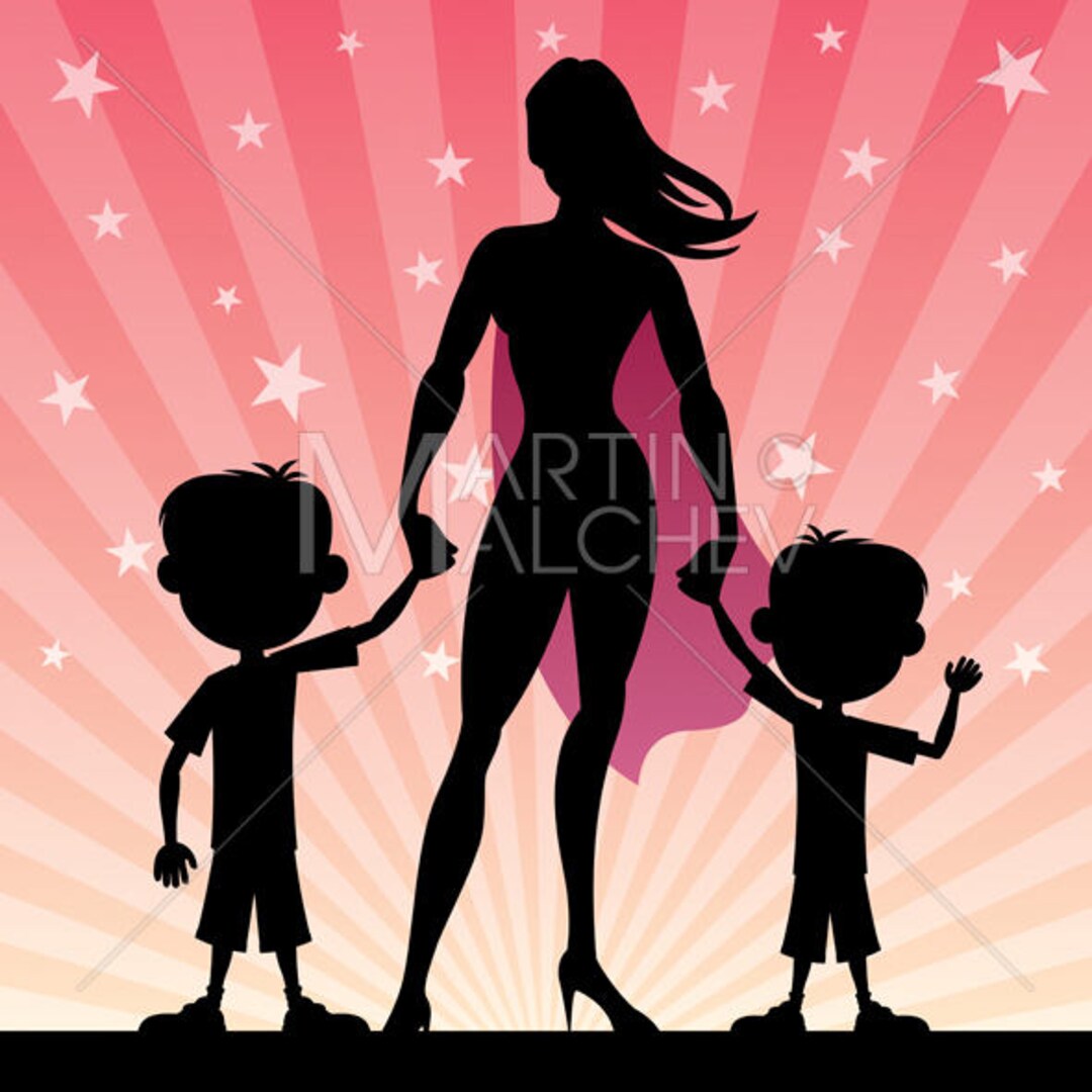 Super Mom 2 Sons Vector Cartoon Clipart Illustration. - Etsy Ireland Super Mom 2 Sons Vector Cartoon Clipart Illustration. - Etsy Ireland