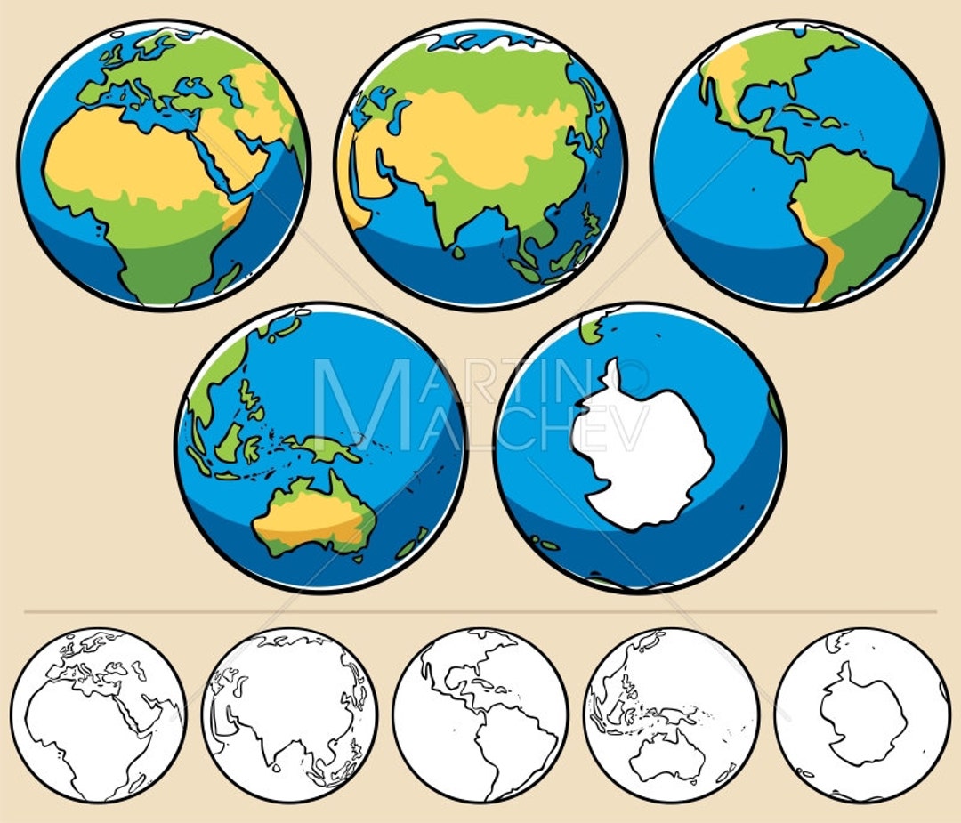Earth Vector Cartoon Illustration. Planet Globe Sphere - Etsy Earth Vector Cartoon Illustration. Planet Globe Sphere - Etsy